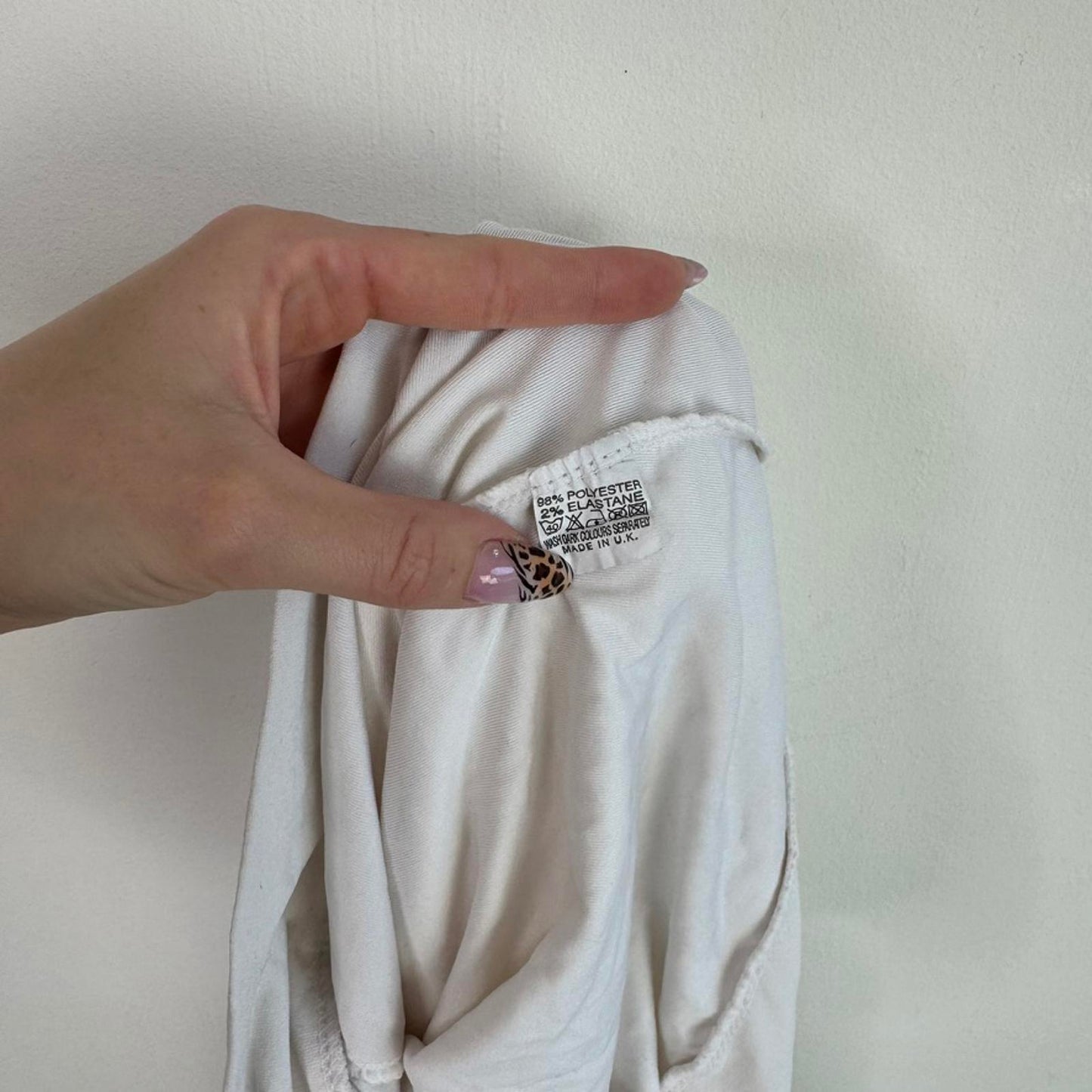 Y2K vintage sequin embellished high neck tank top bow stretchy white