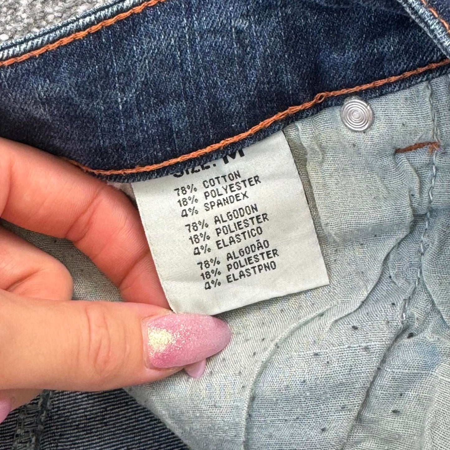 Y2K vintage faded denim crown embroidered midi skirt knee length studded