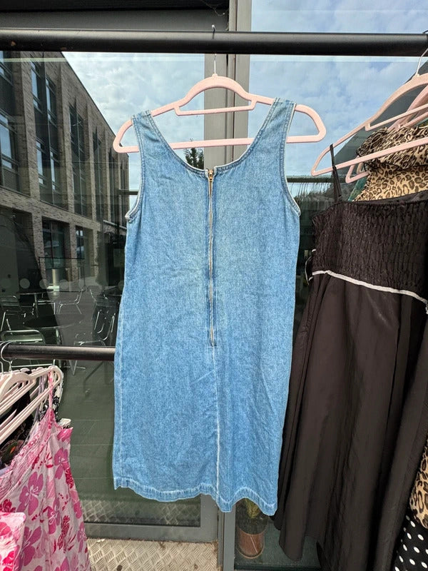 Vintage 2000s 90s denim mini dress lace up bust