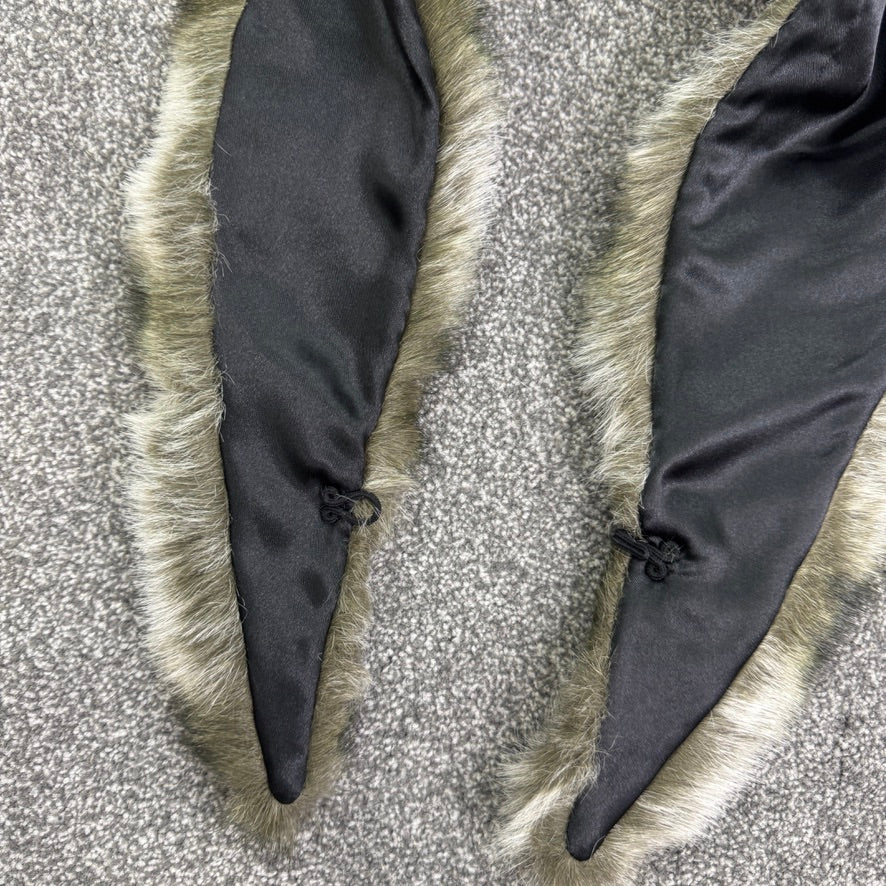 Y2K vintage faux fur striped scarf