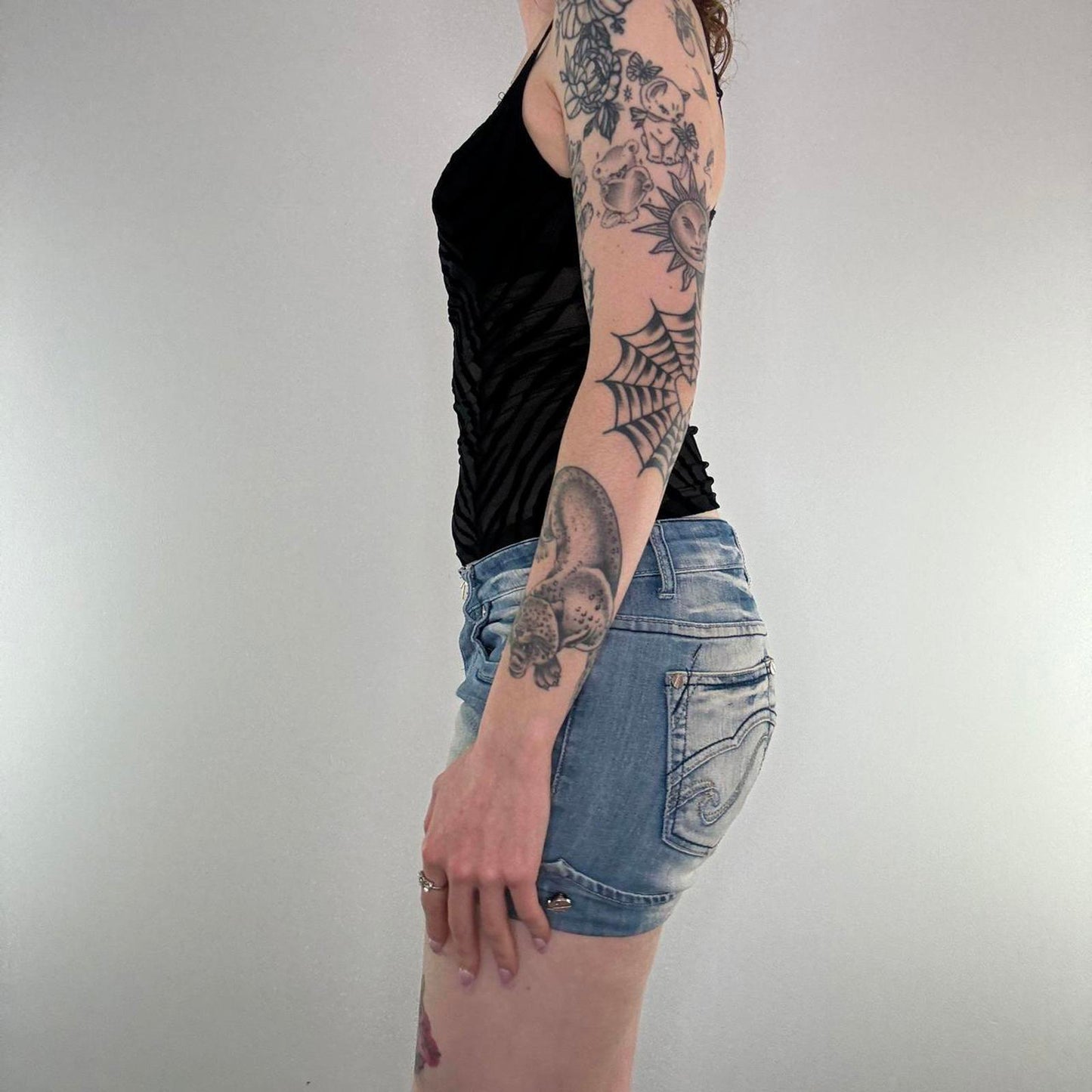 Y2K vintage zebra print mesh underwire cami top v neck stretchy built in bra 34B