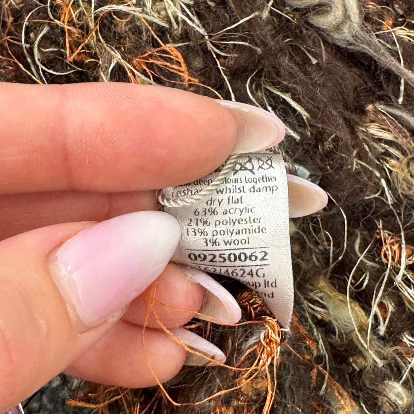 Y2K vintage Per Una wool blend scarf knit fluffy tassel brown cream orange