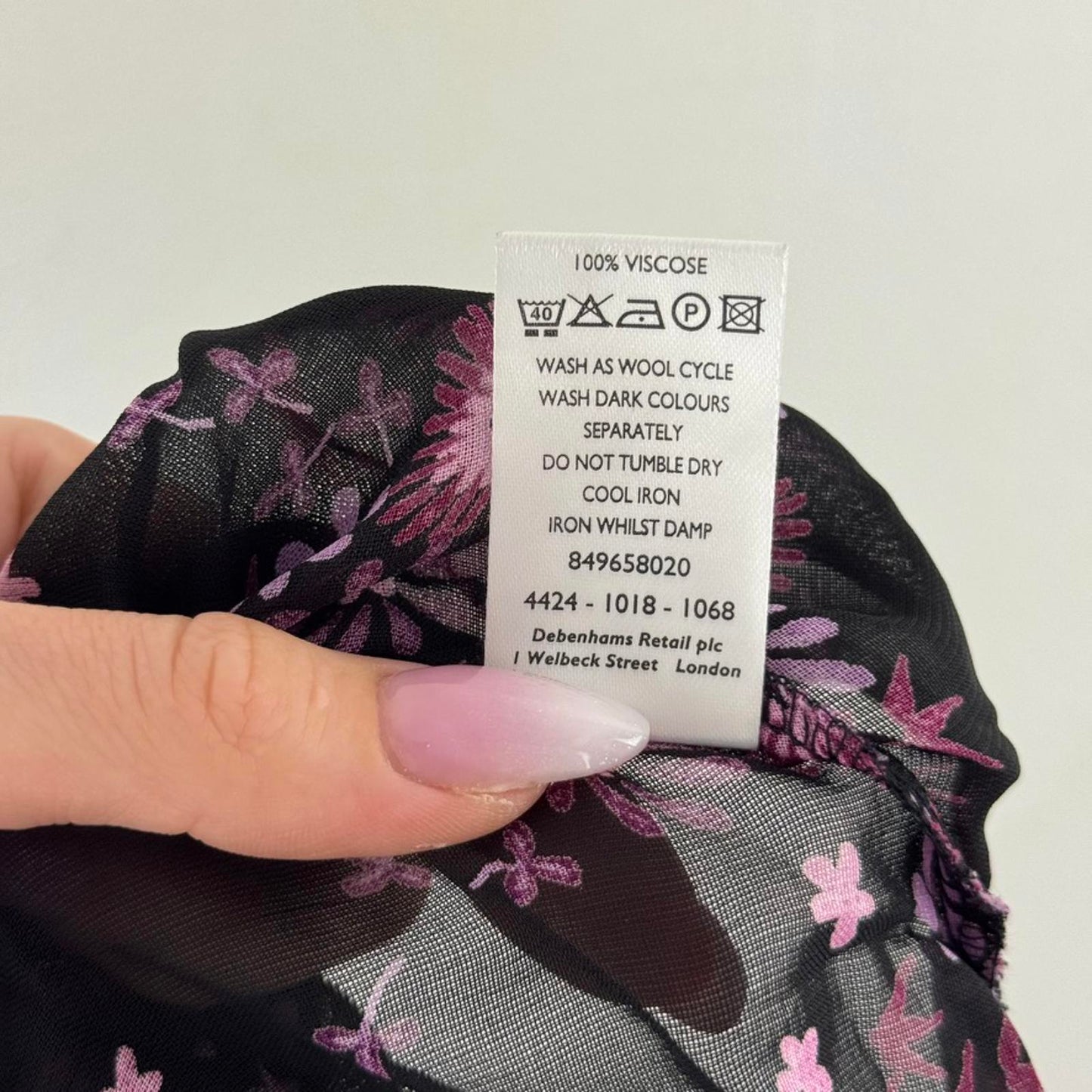 Y2K vintage sheer floral pattern flare sleeve top v neck purple black blouse