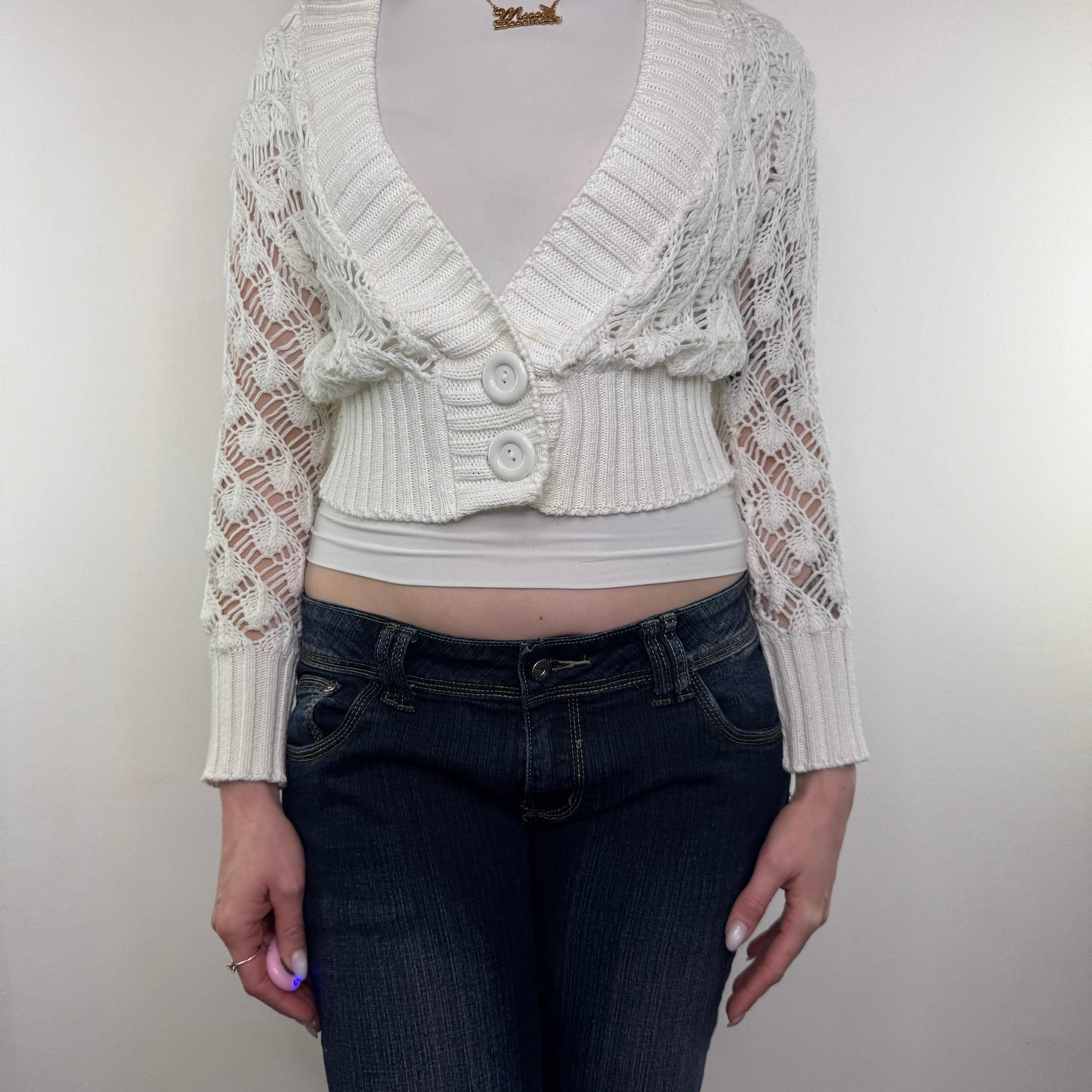 Y2K vintage crochet cropped cardigan
