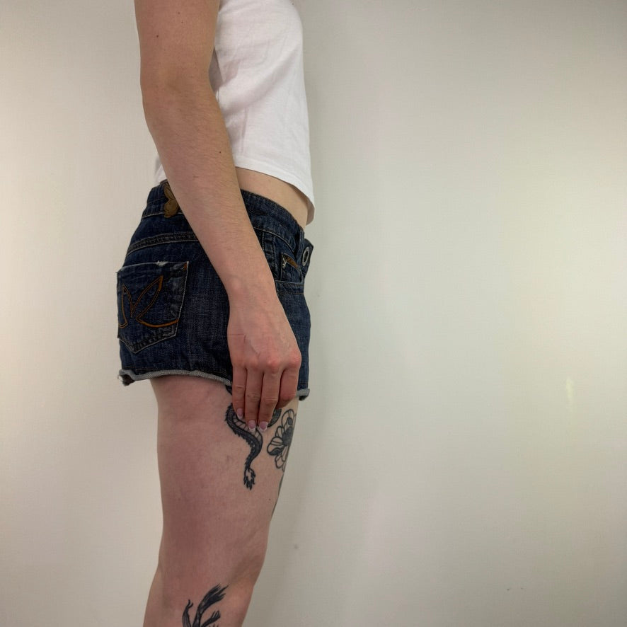 Y2K vintage Playboy micro low rise denim mini skirt