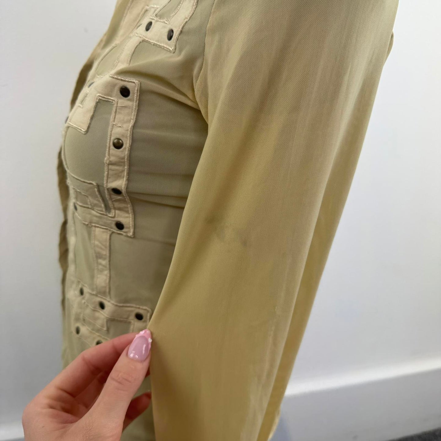 Y2K vintage sheer stretchy long sleeve shirt