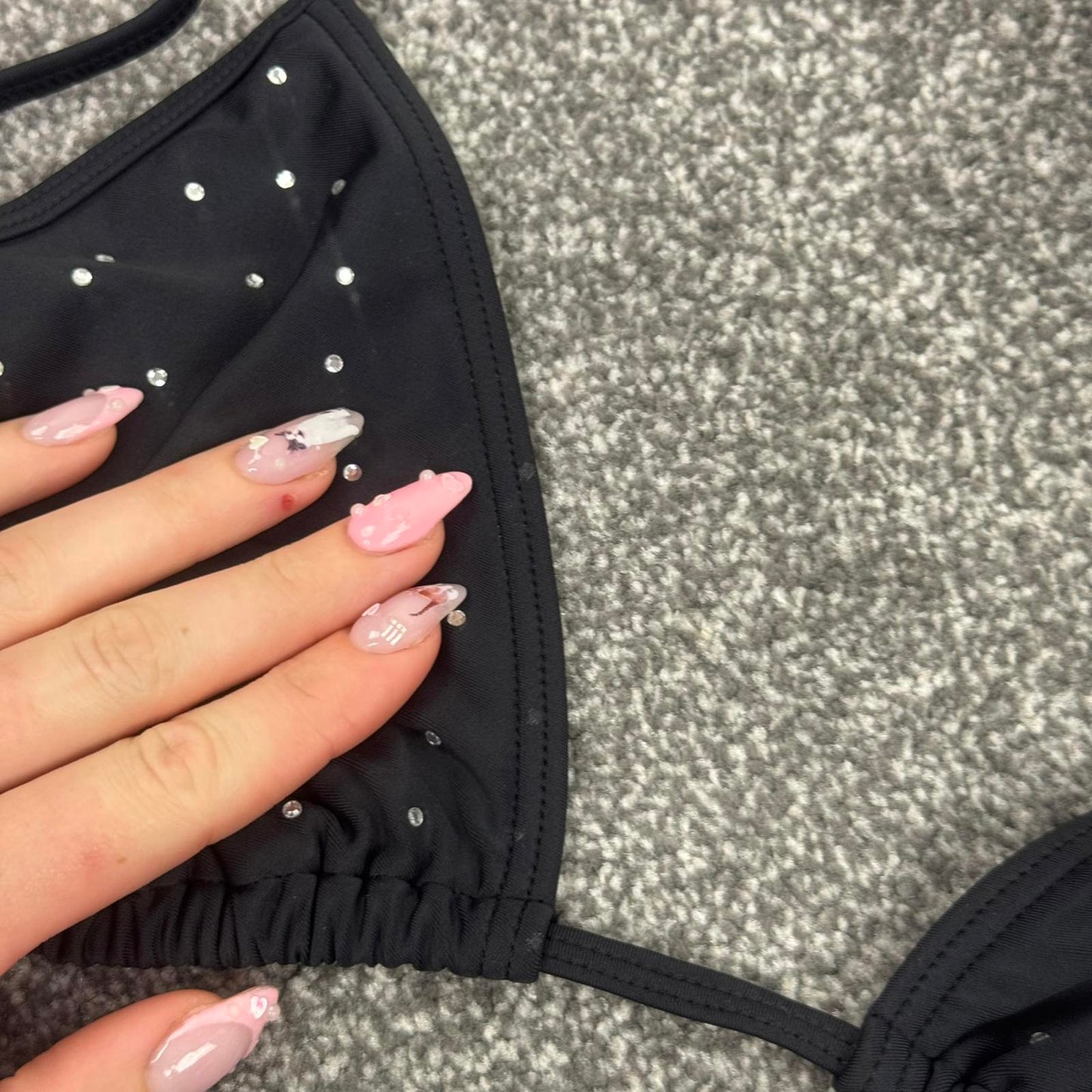 Y2K vintage rhinestone halterneck bikini top