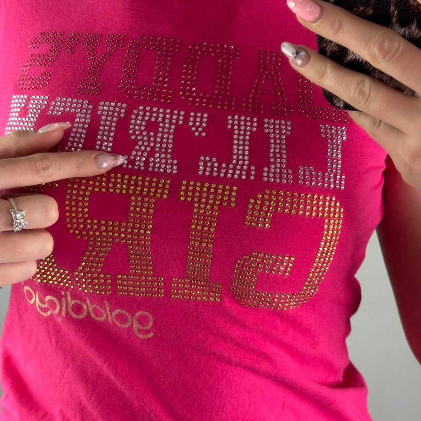 Y2K vintage Golddigga rhinestone spell out slogan t shirt top mcbling