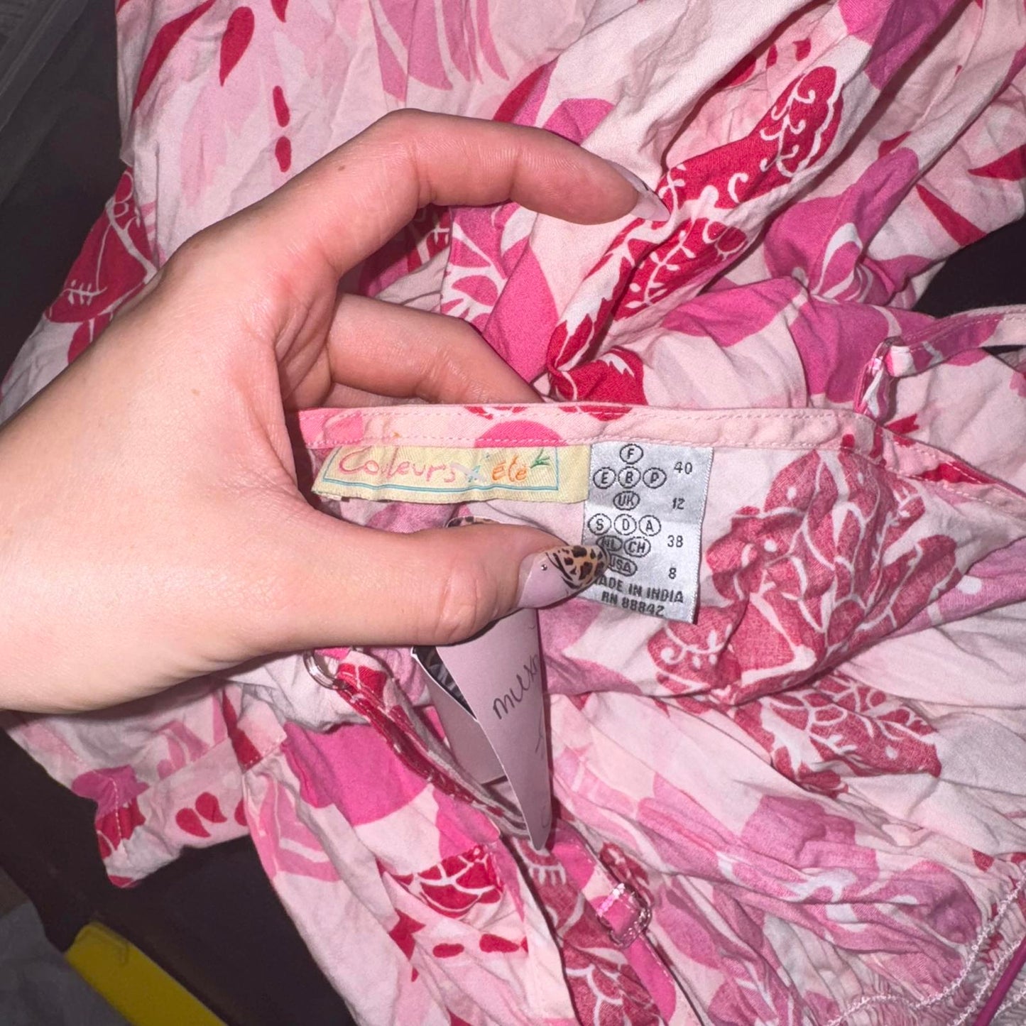 Y2K vintage floral hibiscus ruched bust midi dress summer strappy pink