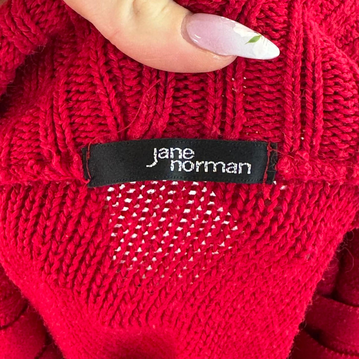 Vintage Jane Norman roll neck knitted jumper buckle scoop neck