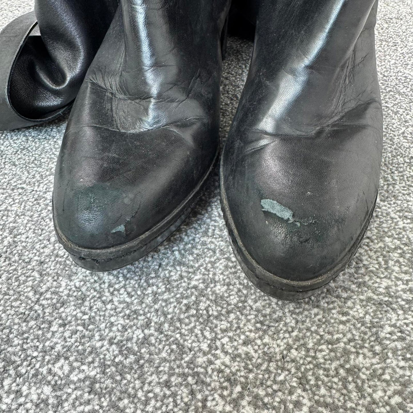 Stuart Weitzman black nappa leather over the knee buckle up boots heeled UK 8