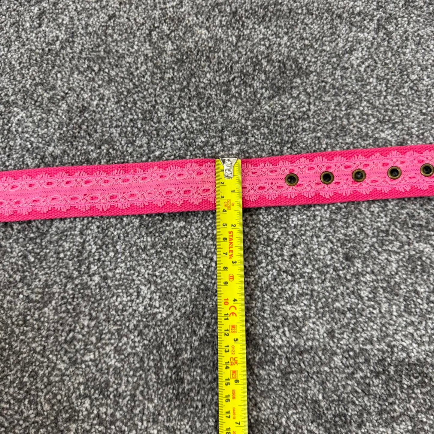 Y2K vintage canvas lace grommet hot pink belt