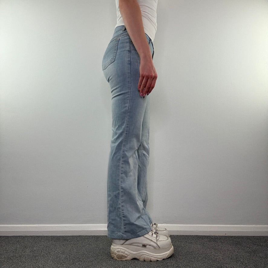 Y2K faded denim mid rise bootcut jeans