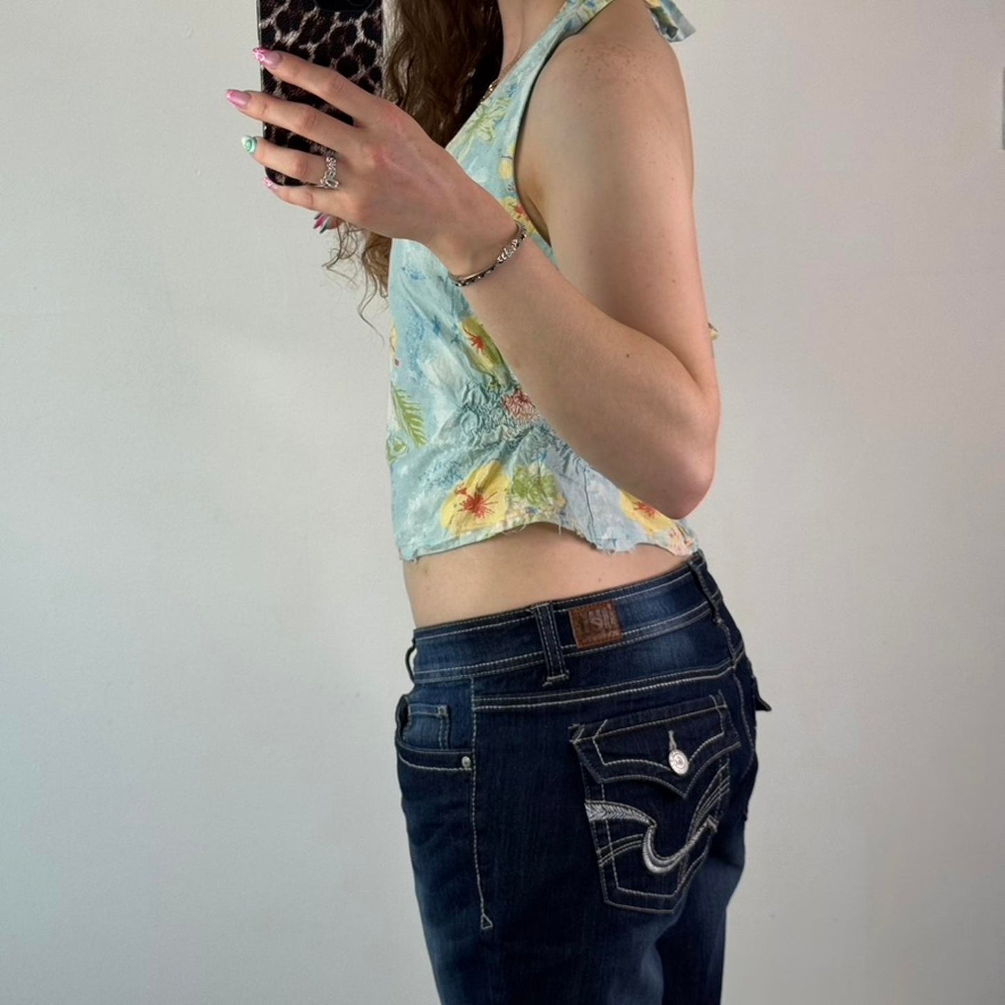 Y2K vintage hibiscus halter neck top floral summer coconut girl tropical- M