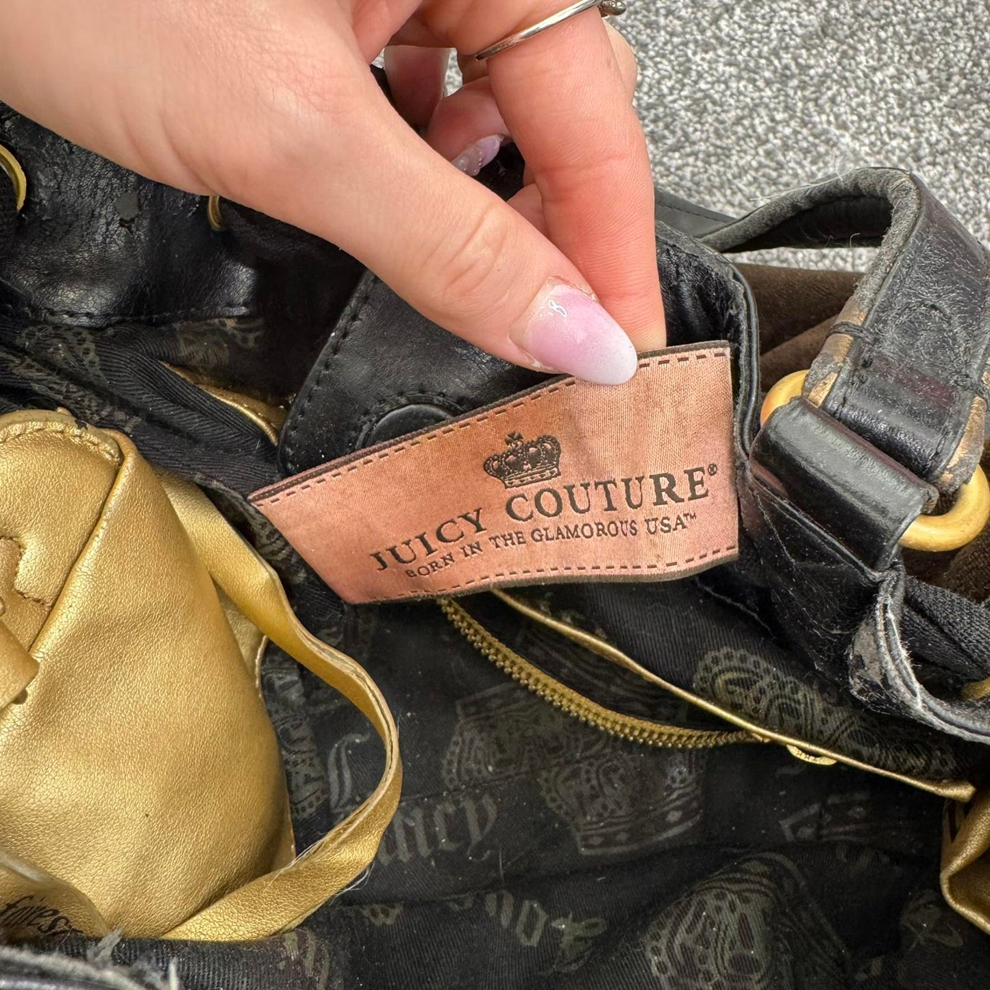 Y2K vintage Juicy Couture daydreamer bag brown velour rose floral embroidery