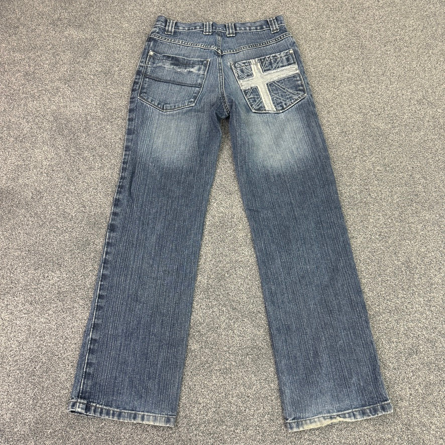 Y2K vintage Union Jack straight leg faded denim jeans