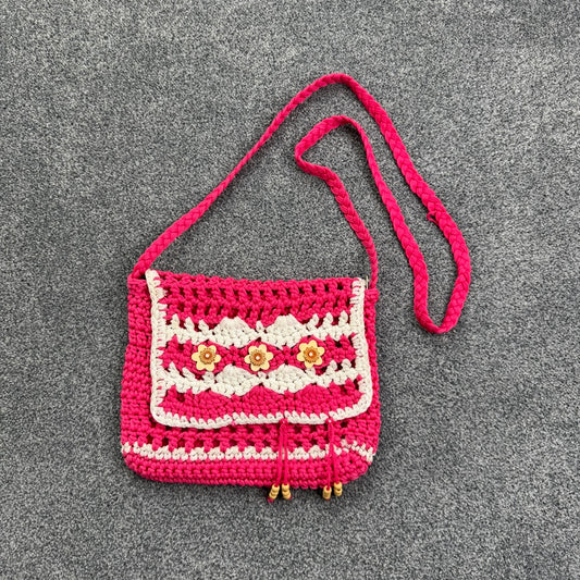 Y2K crochet floral side shoulder bag