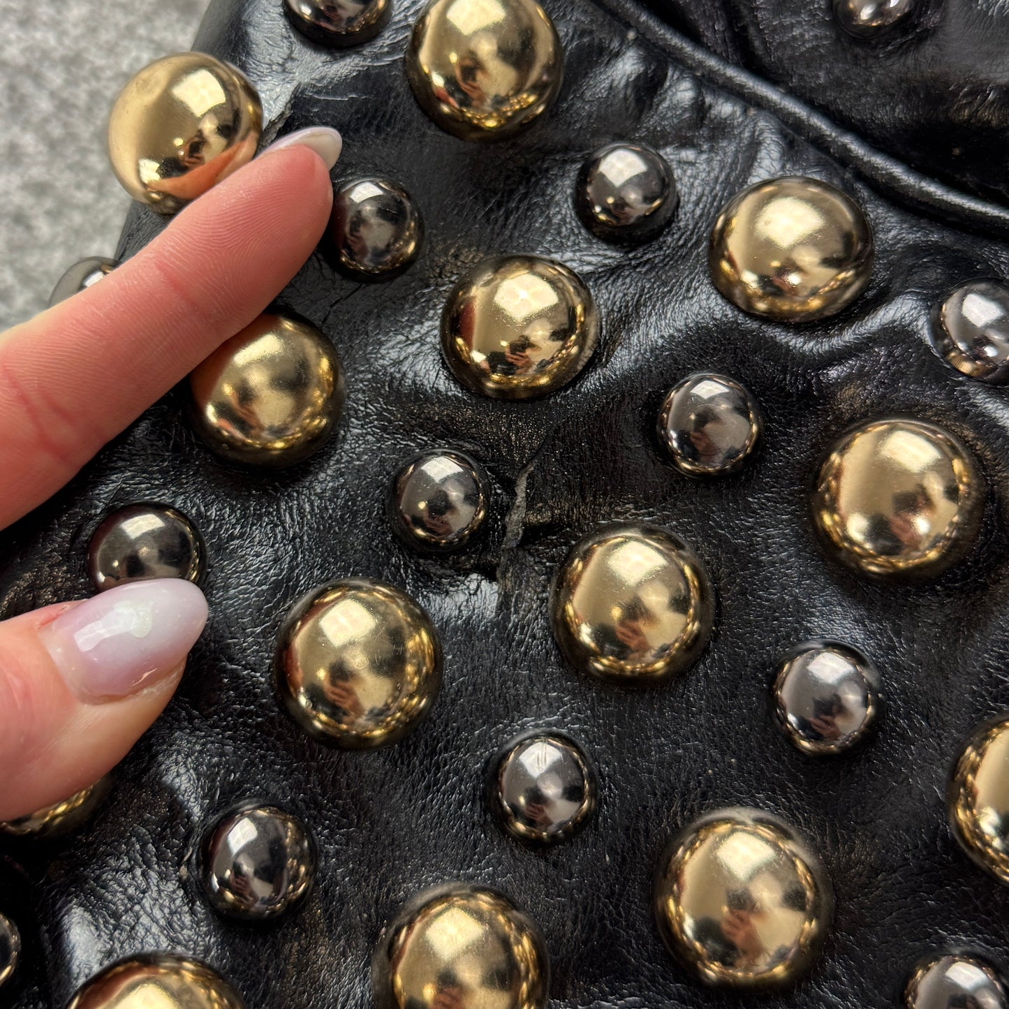 Y2K vintage faux leather studded handbag