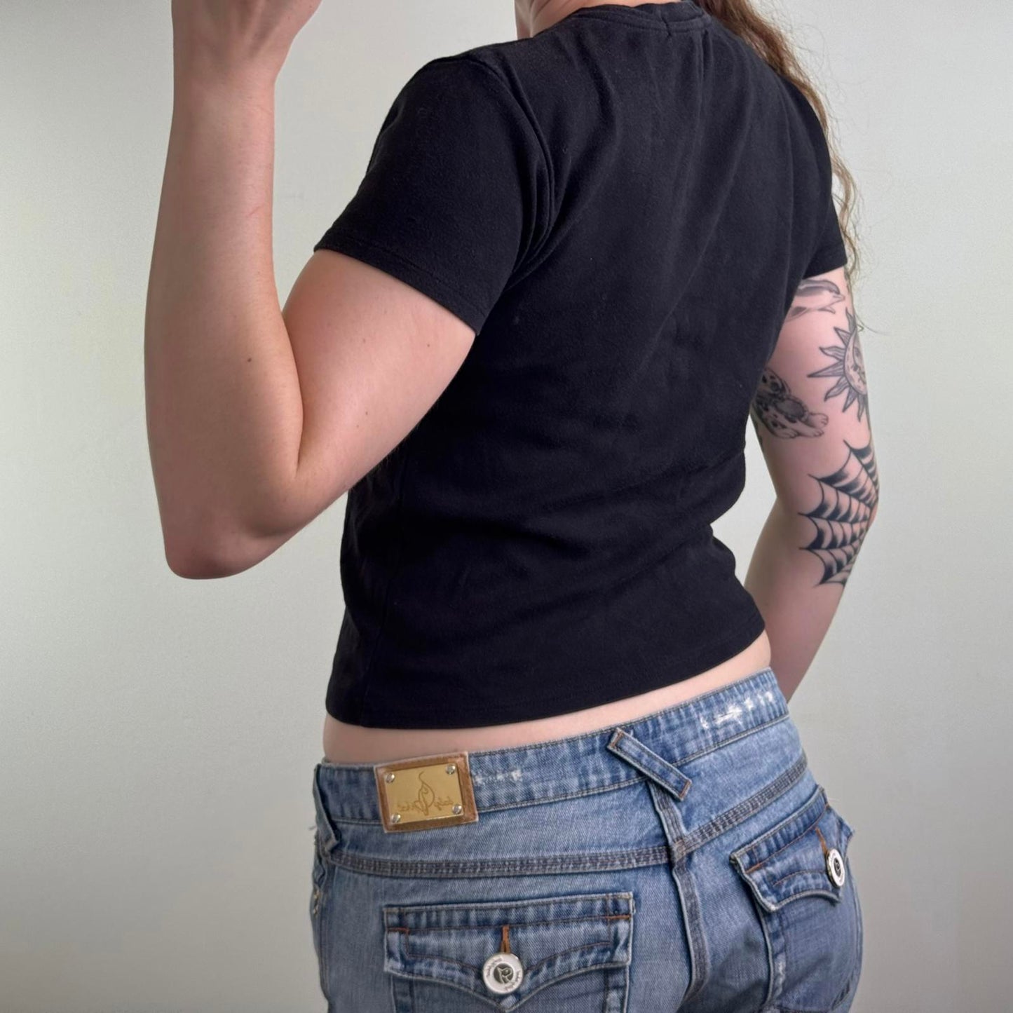 Y2K vintage footie chick baby tee top graphic print black short sleeve football