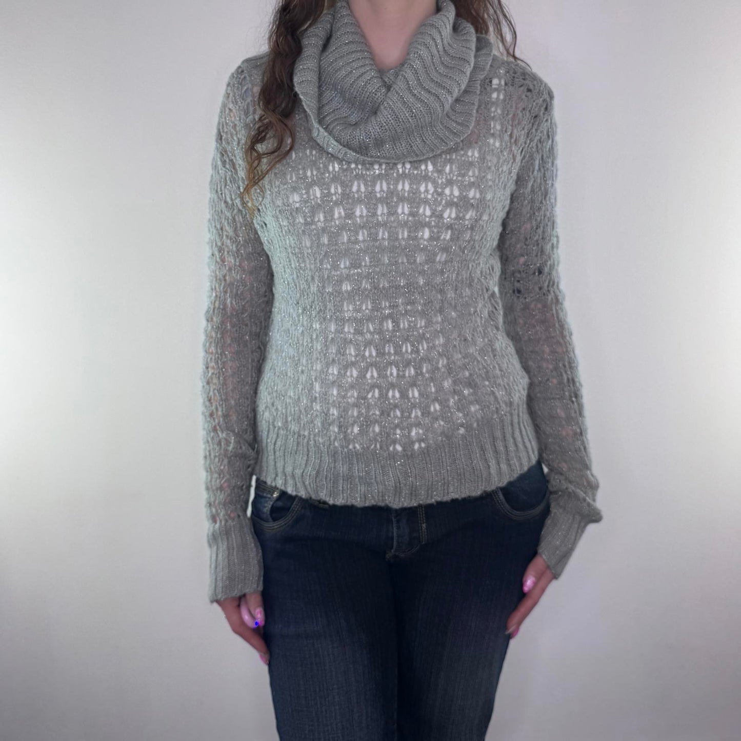 Y2K vintage roll neck knit long sleeve top