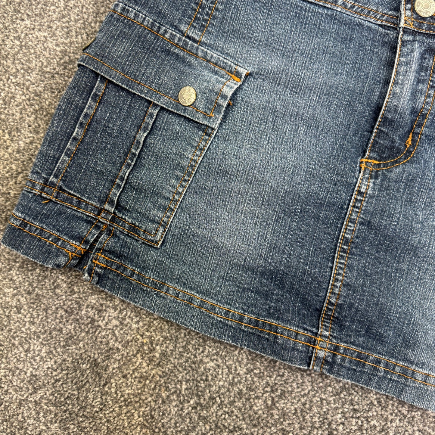 Y2K vintage cargo faded denim mini skirt