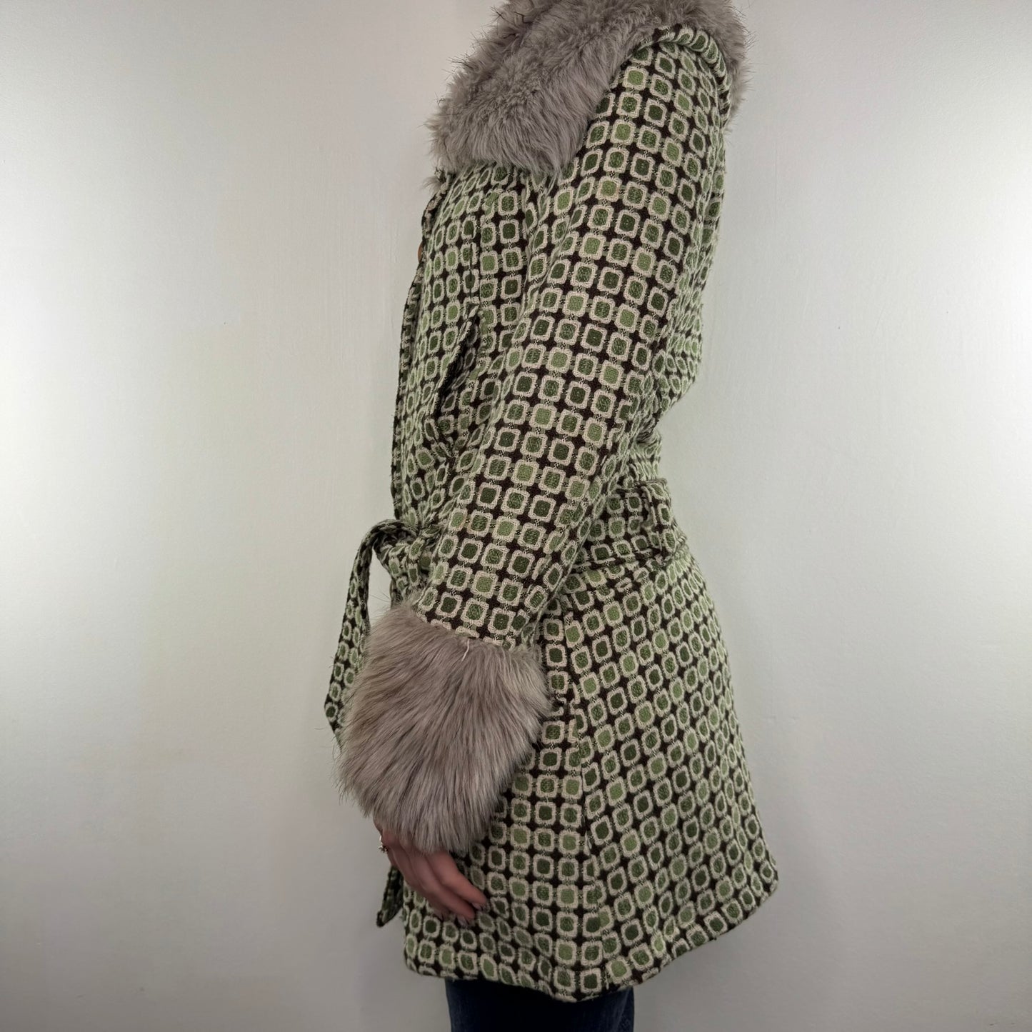 Y2K vintage 60s style wool trench jacket
