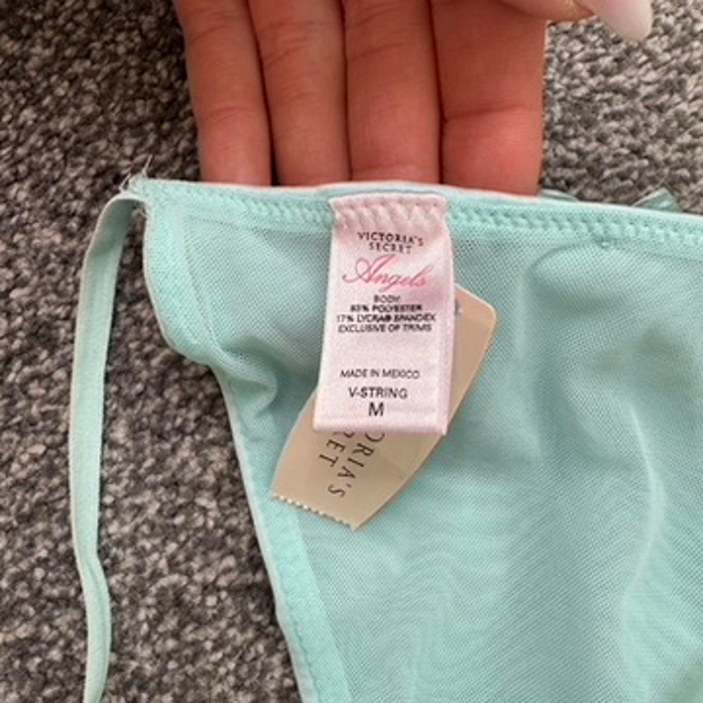Y2K vintage 2008 Victoria's Secret Angels Satin Thong V-String baby blue medium