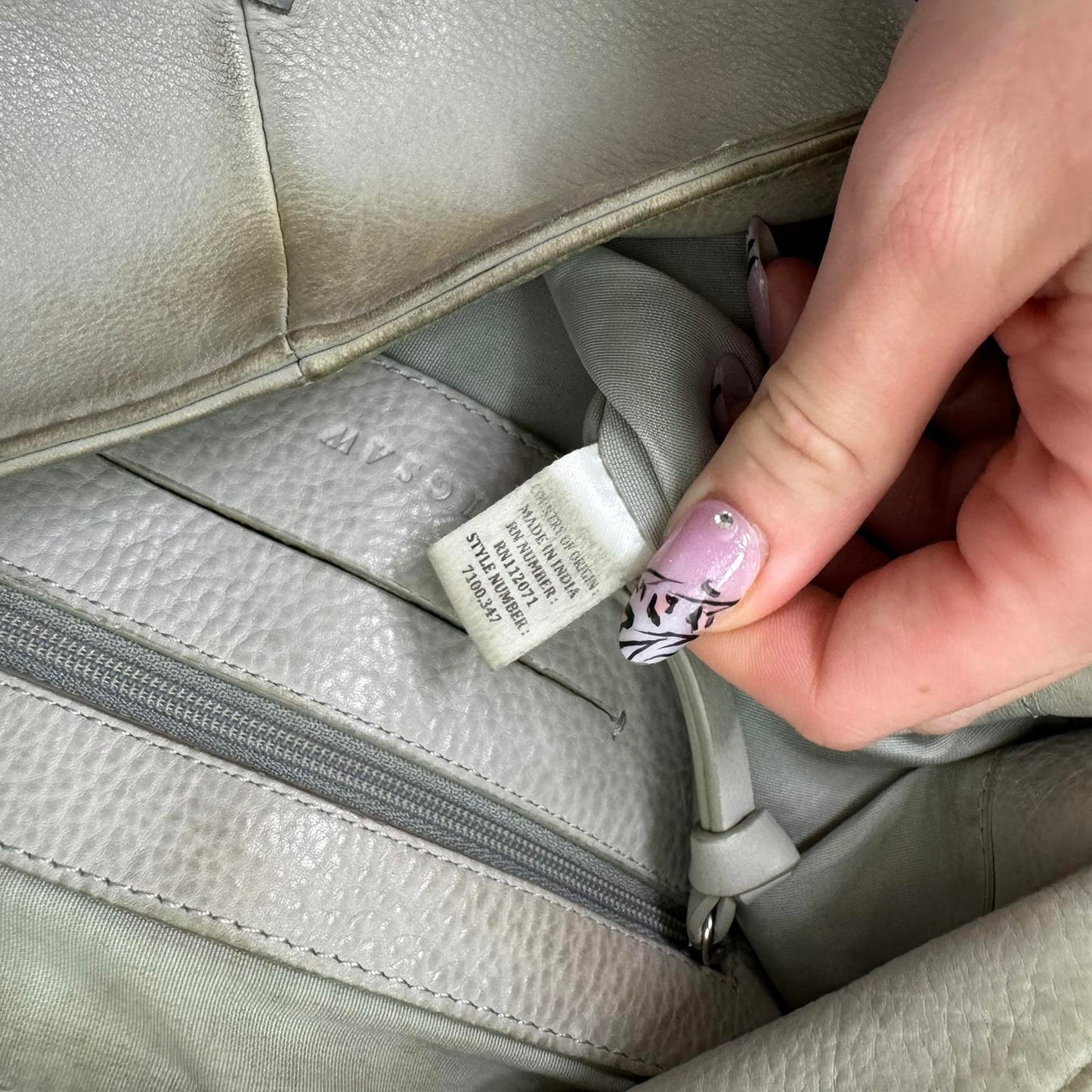 Y2K vintage Jigsaw genuine leather slouchy hobo shoulder bag braided large grey