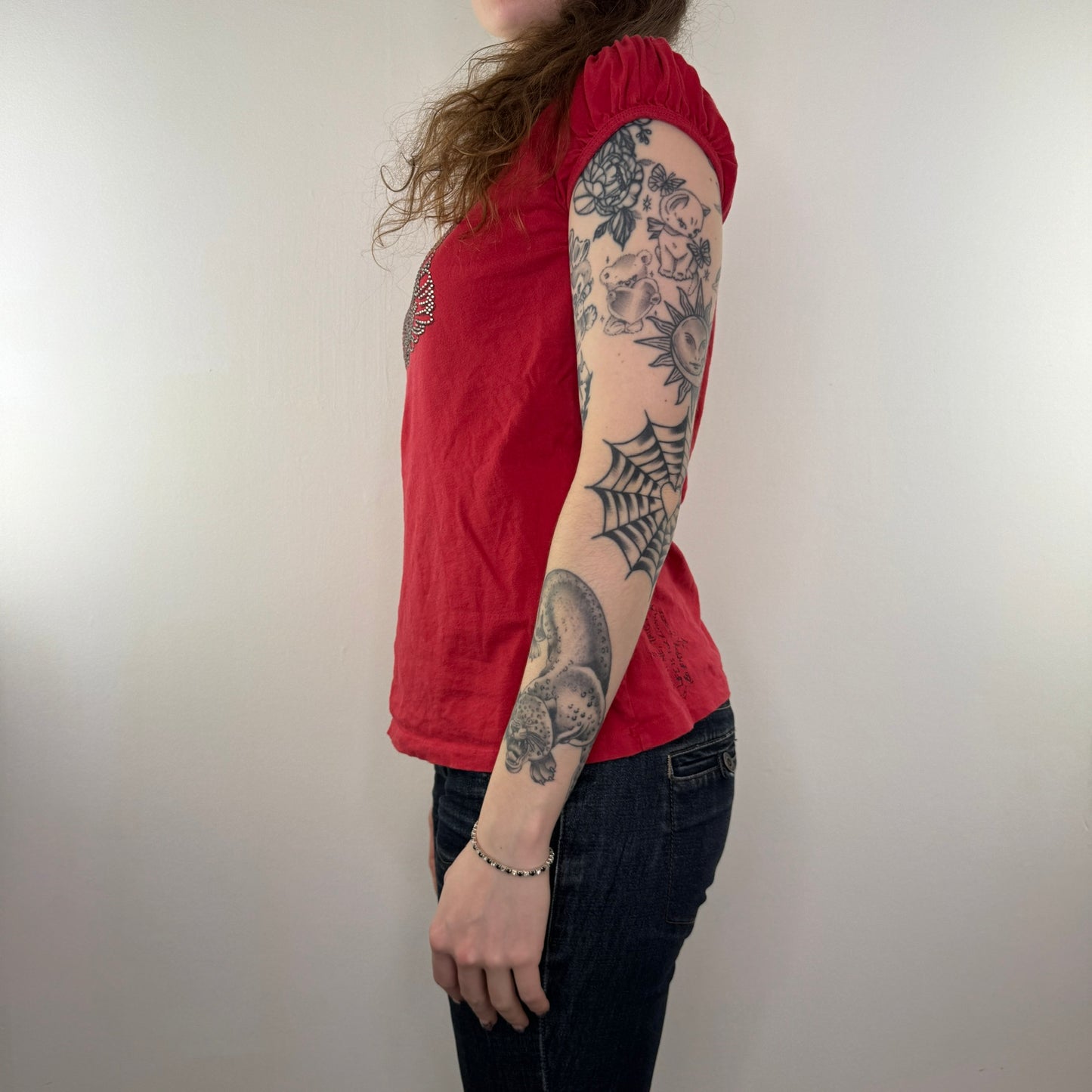 Y2K vintage rhinestone skull t shirt top