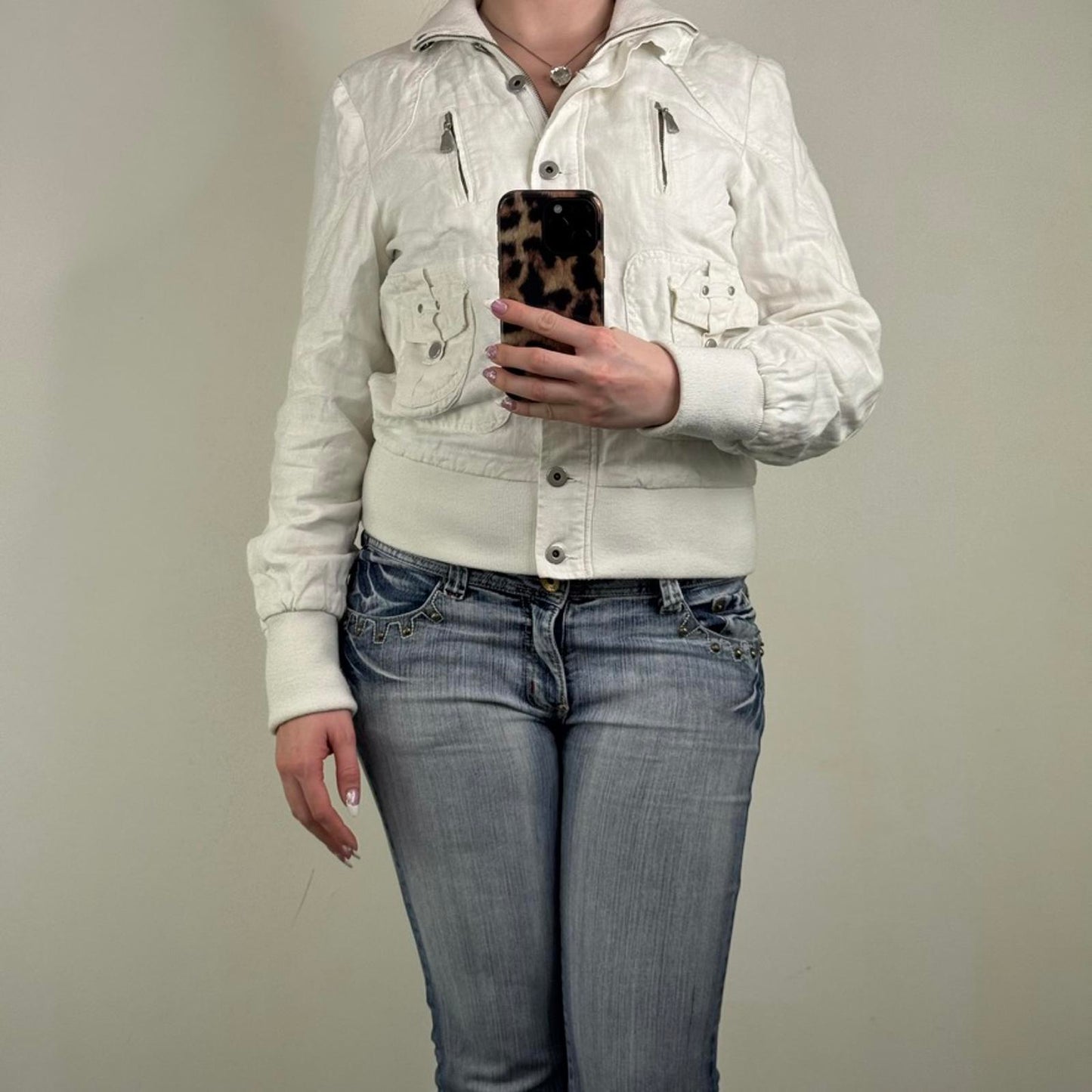 Y2K vintage Ted Baker linen bomber jacket button up high neck