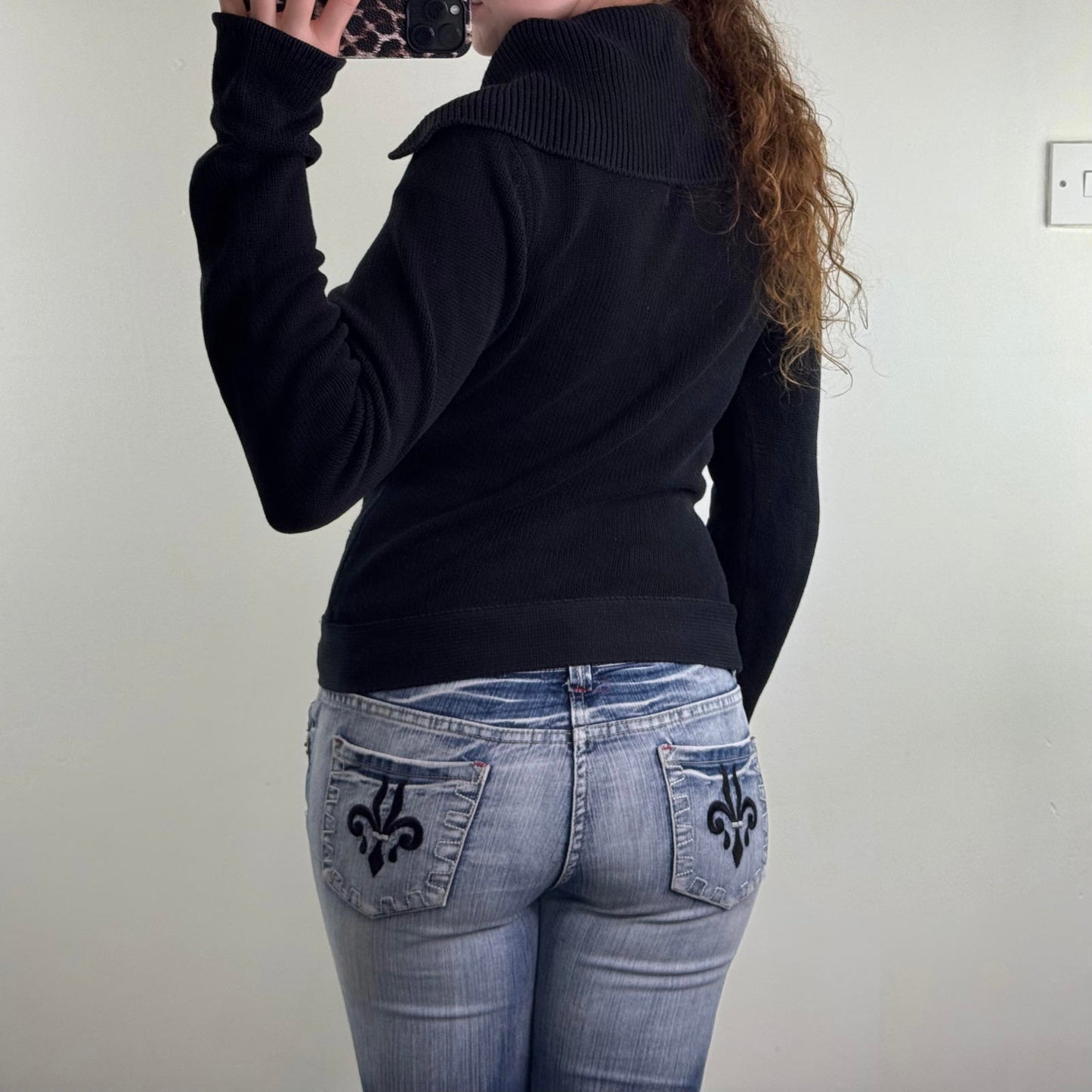 Y2K vintage Bay asymmetrical zip up jumper knitted collar long sleeve archive