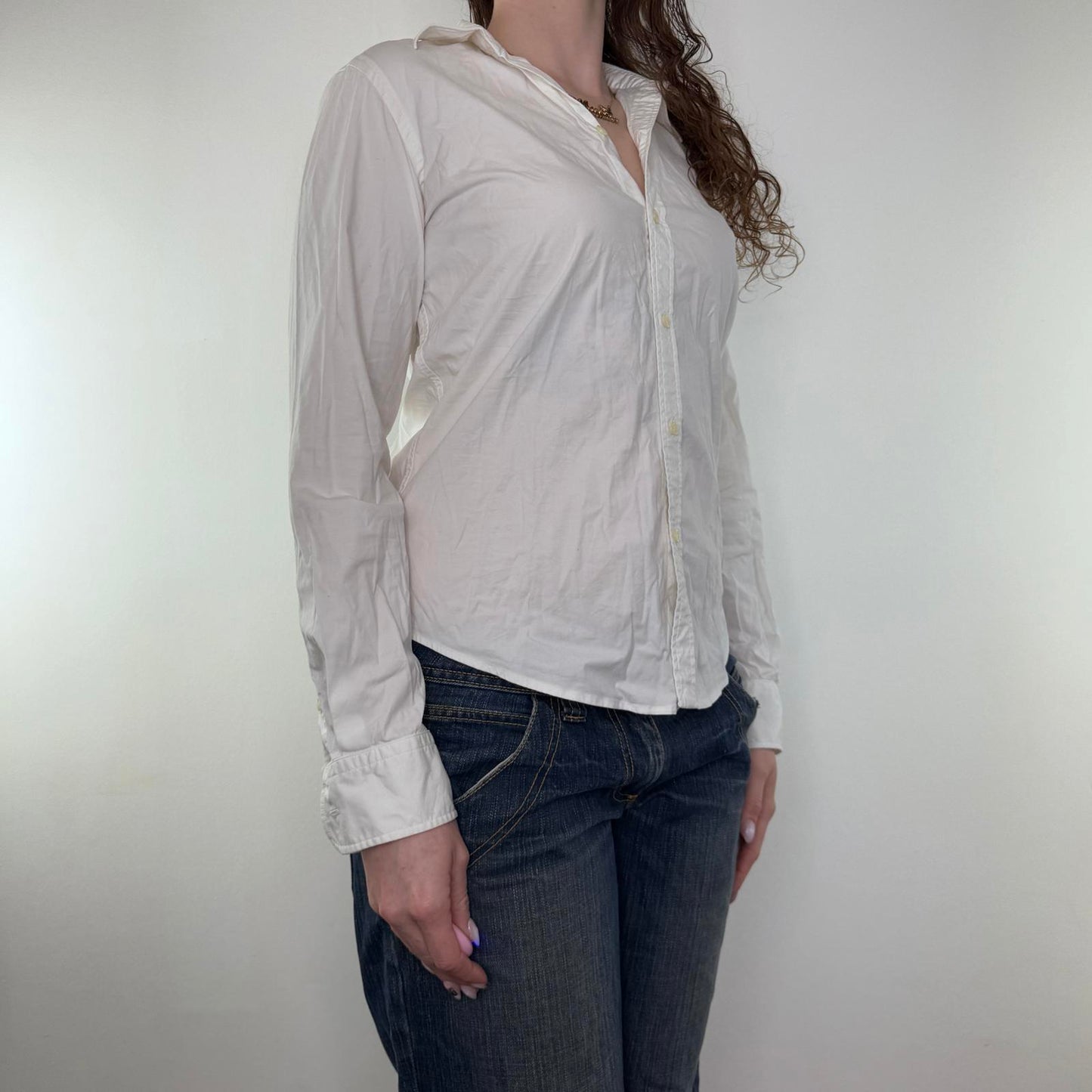 Y2K vintage Ralph Lauren Sport button up stretchy blouse shirt long sleeve