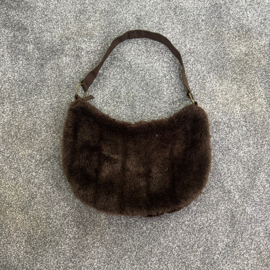 Y2K vintage faux fur shoulder bag fluffy mini small