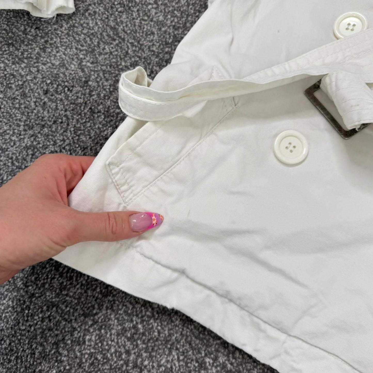 Y2K vintage lightweight button up jacket with belt short trench fitted high neck