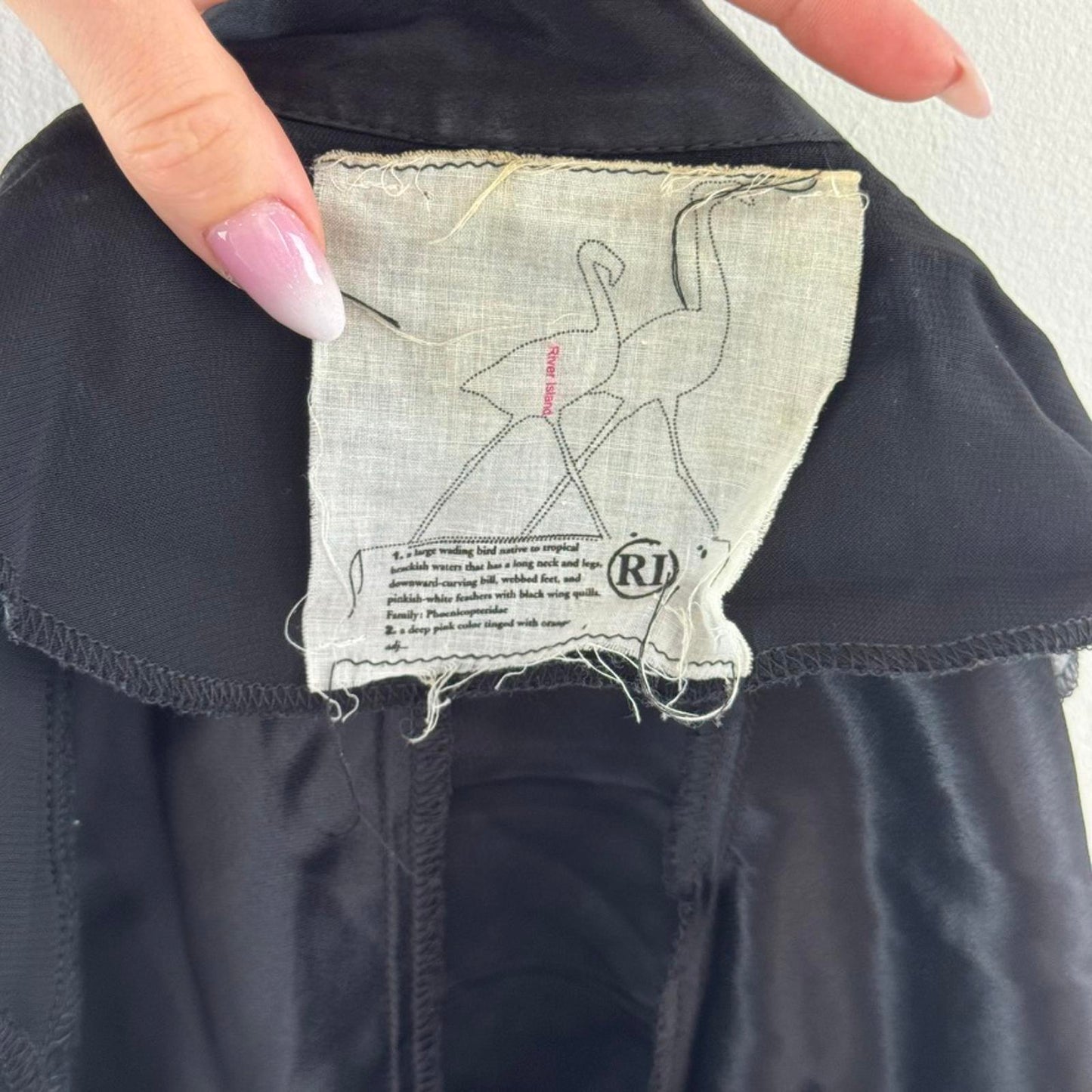 River Island open front short sleeve blouse keyhole hook and eye cropped bow