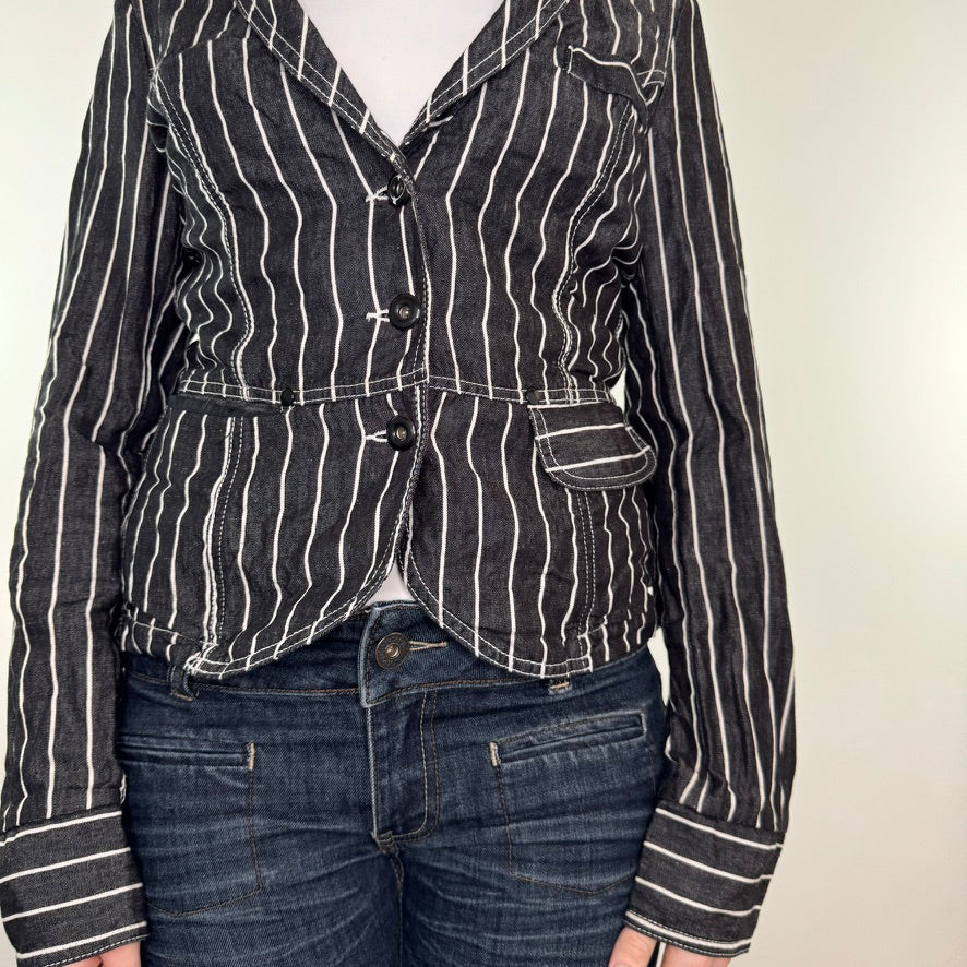 Y2K vintage denim pinstripe blazer