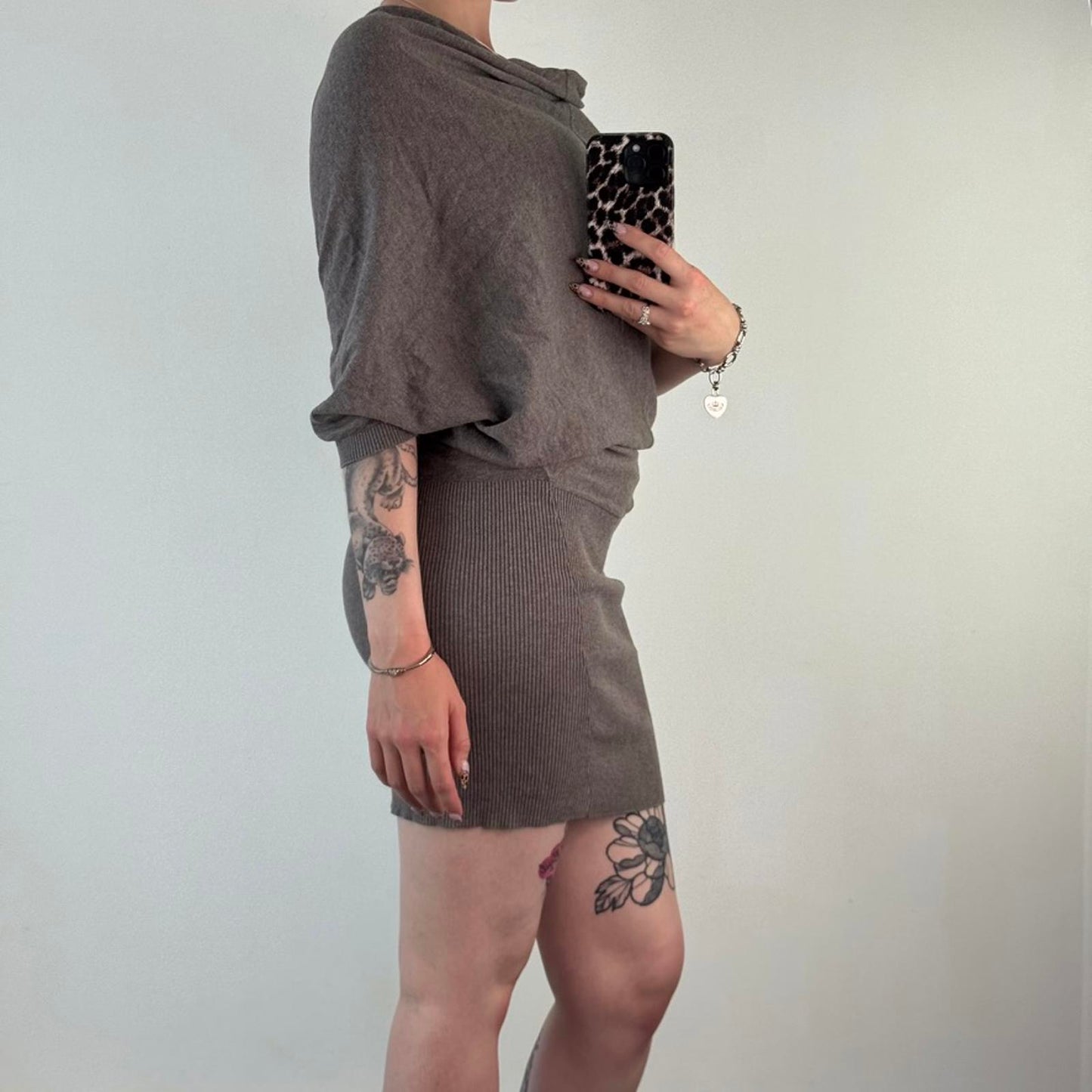 Vintage All Saints Elgar mini dress mini knit slouchy cowl neck off the shoulder