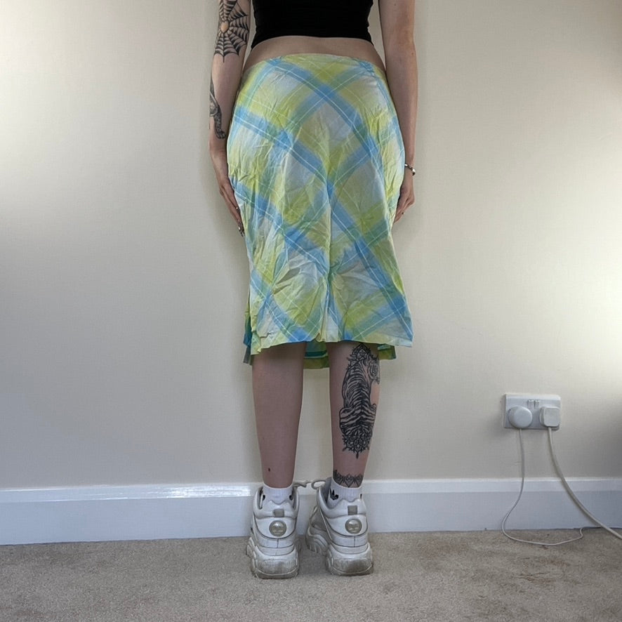 Y2K tartan midi skirt