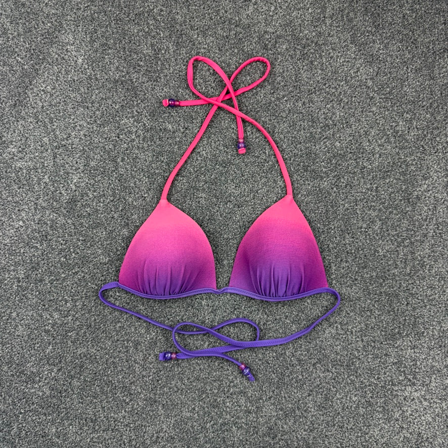 Y2K pink purple ombre push up halter neck bikini top