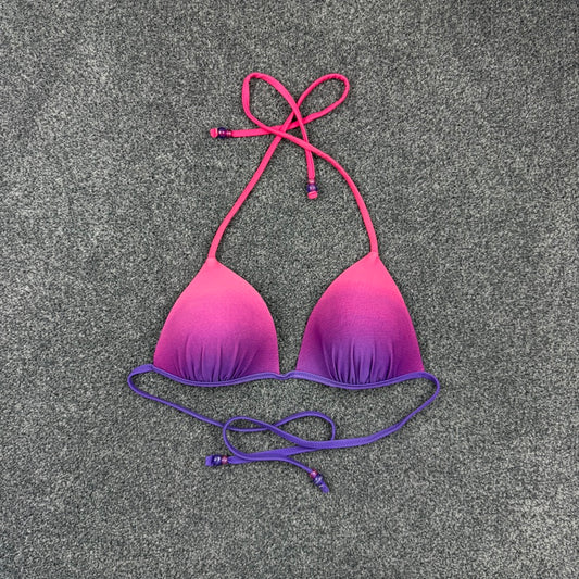 Y2K pink purple ombre push up halter neck bikini top