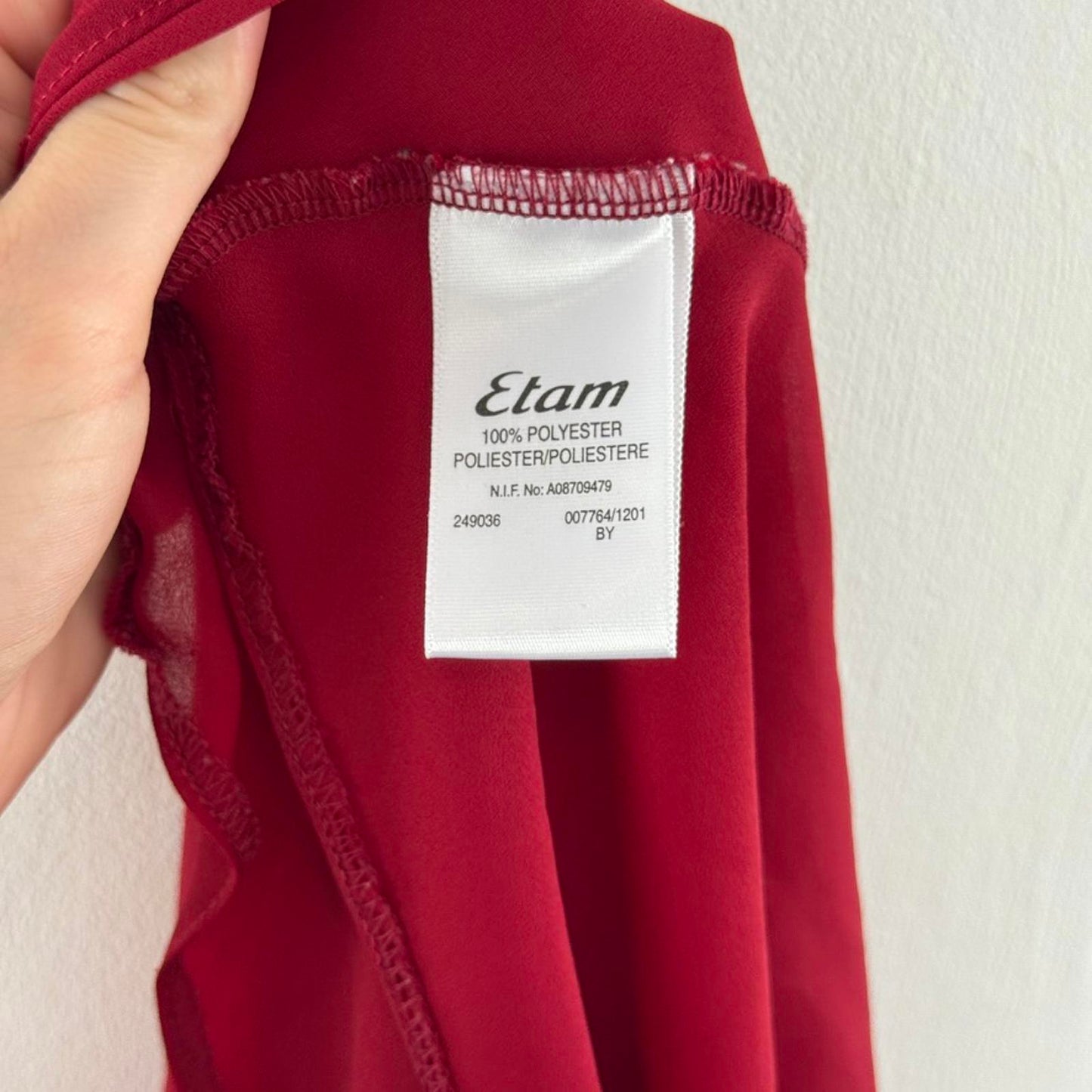 Y2K vintage long sleeve blouse milkmaid square neck top red ruched