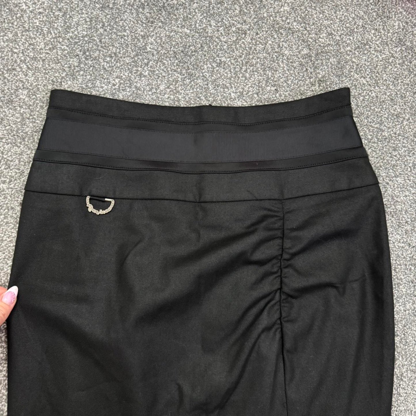 Y2K vintage River Island midi skirt office ruched fitted tailored thigh slit