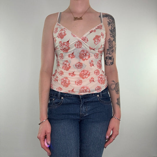 Y2K vintage mesh floral cami top