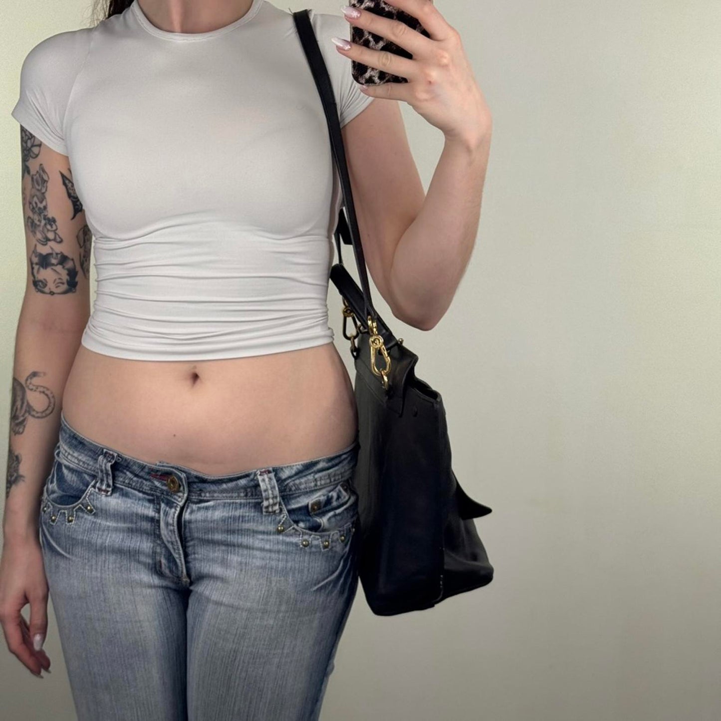 Karen Millen genuine cow leather handbag crossbody strap large work office black