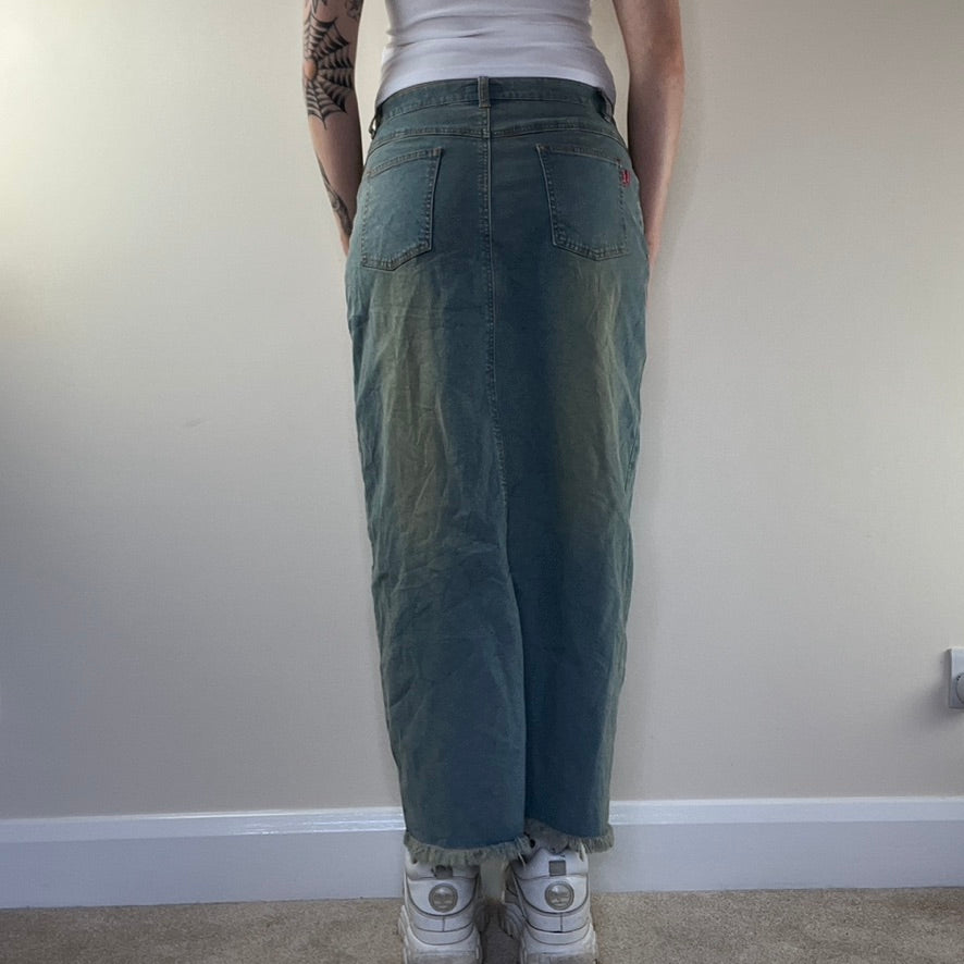 Y2K star denim maxi skirt