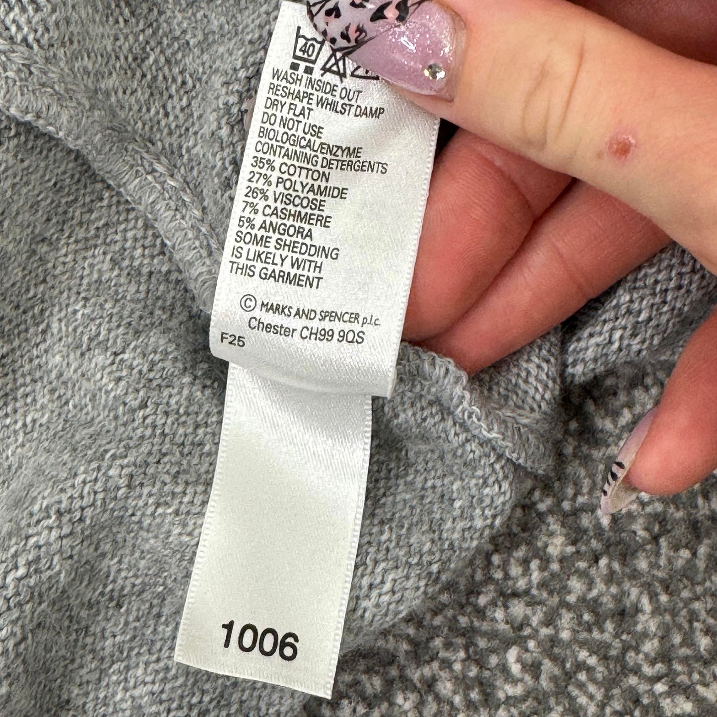 Y2K vintage cashmere angora blend cardigan button up lettuce hem