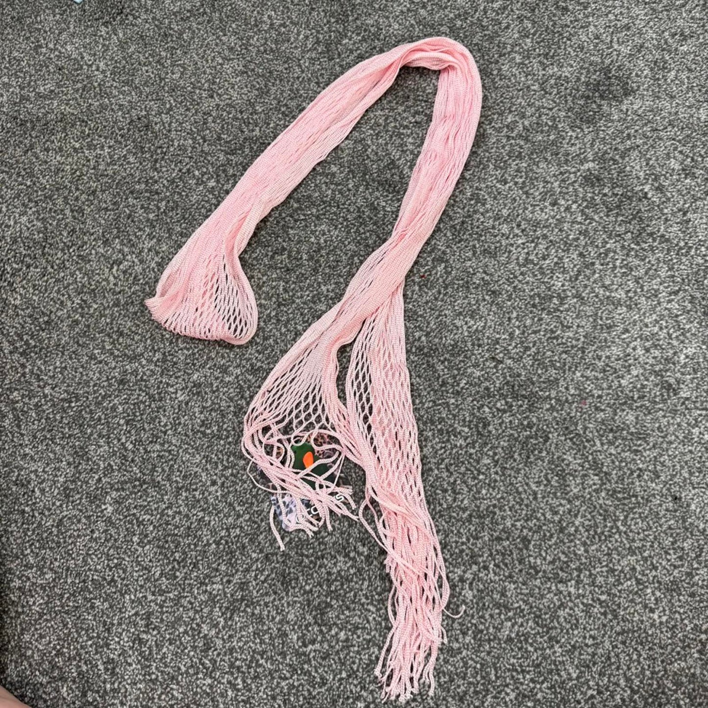 Y2K vintage skinny scarf baby pink fine knit tassel