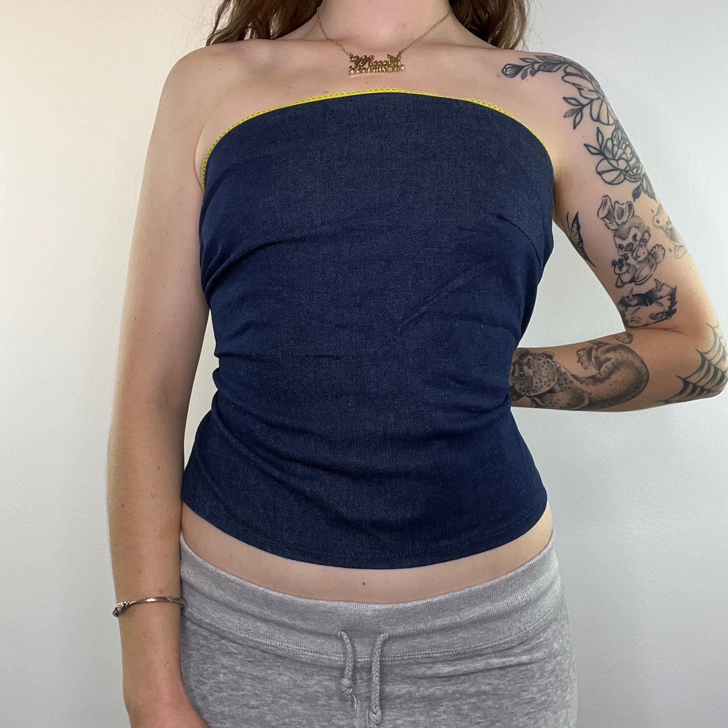 Y2K denim strapless top