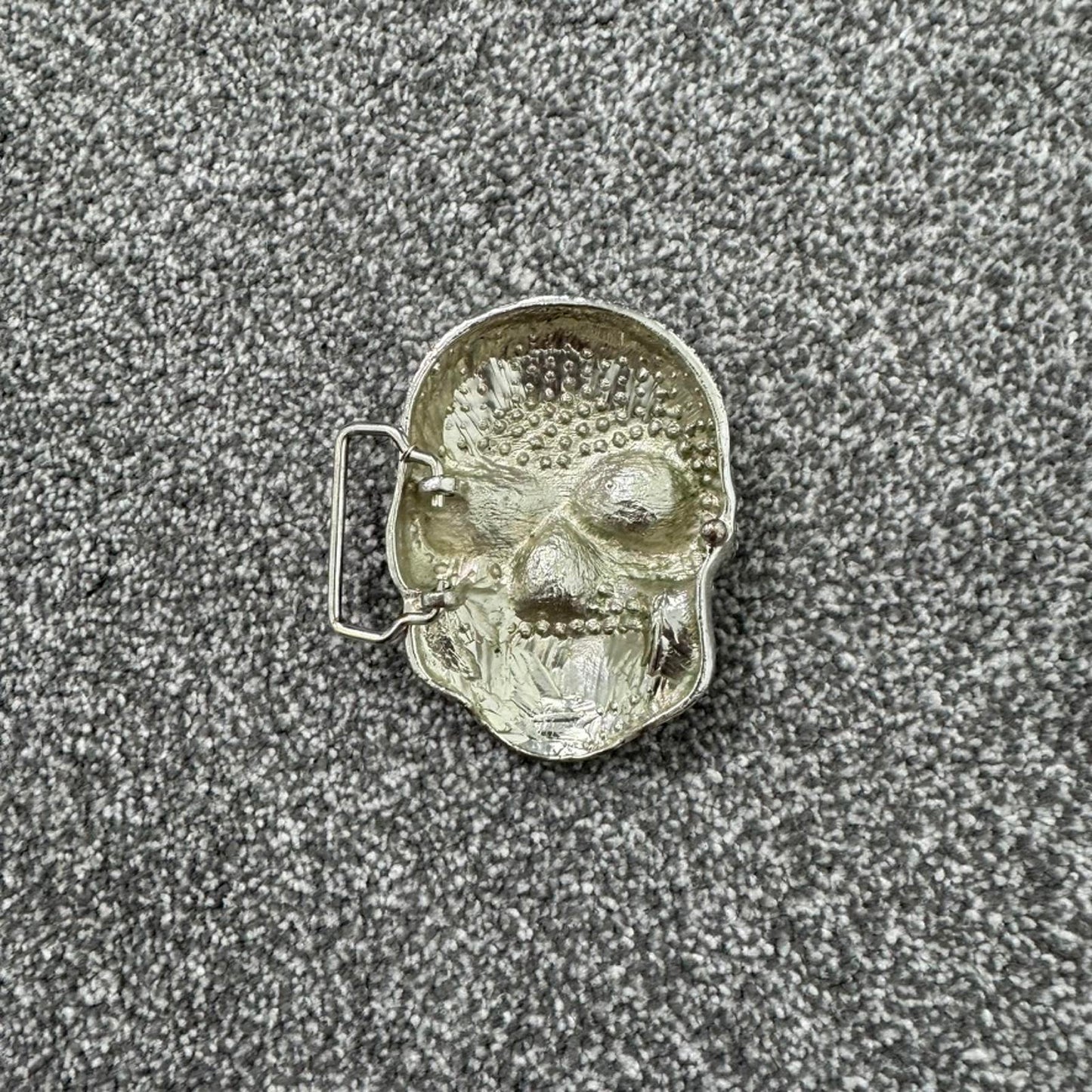 Y2K vintage skull rhinestone belt buckle mcbling embellished oversized chunky