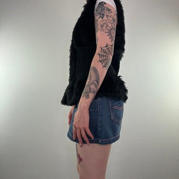 Y2K vintage faux fur jacket zip up sleeveless gilet